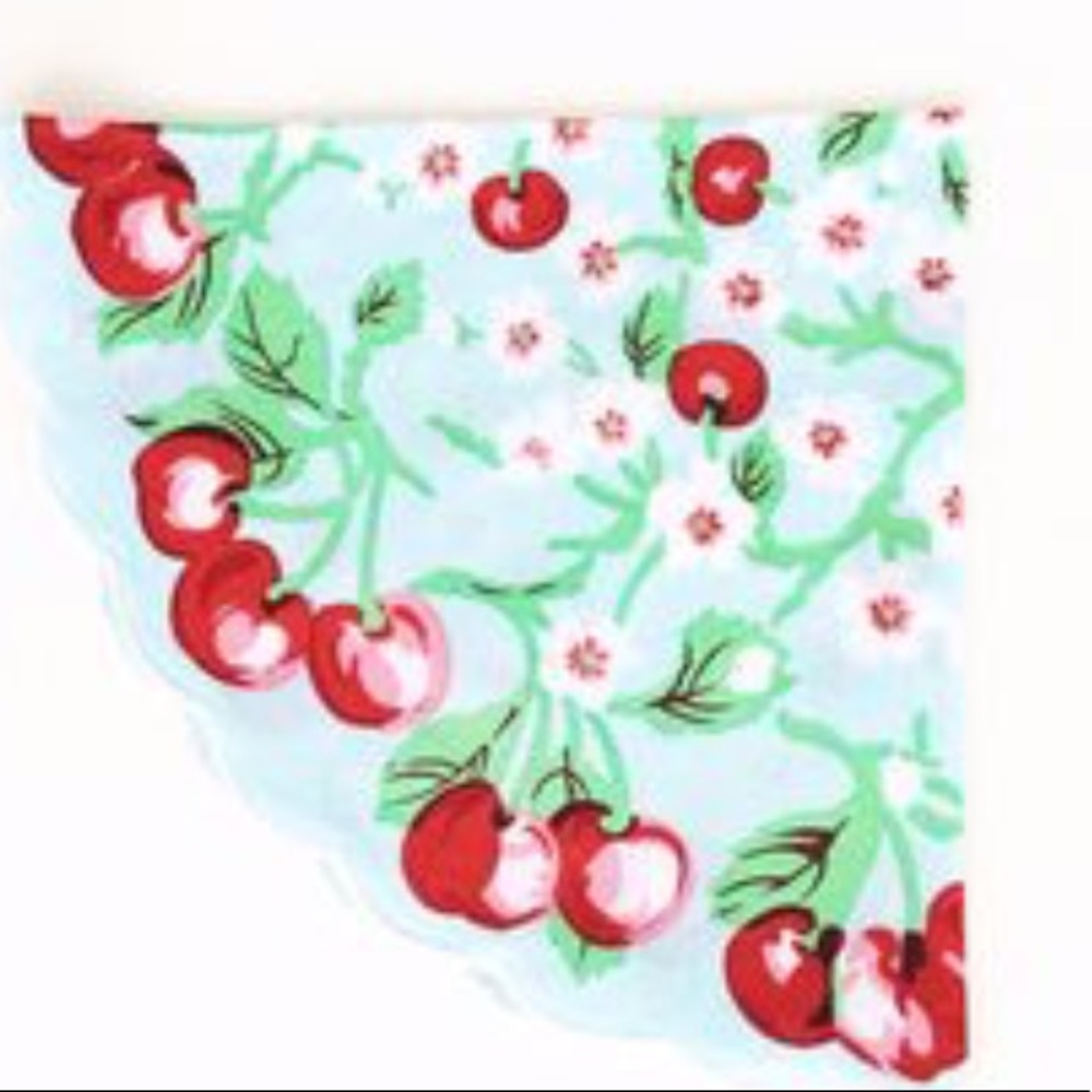 ❤️Retro Red cherry handkerchief home decor